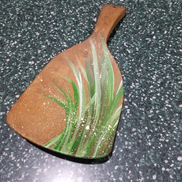 Artist-JH Original Other - Antique Wood Butter Paddle with Reeds and Spray